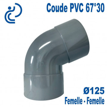 Coude PVC Evacuation 67°30 Ø125 Femelle-Femelle
