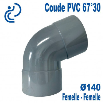 Coude PVC Evacuation 67°30 Ø140 Femelle-Femelle
