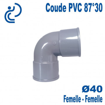 Coude PVC Evacuation 87°30 Ø40 Femelle-Femelle