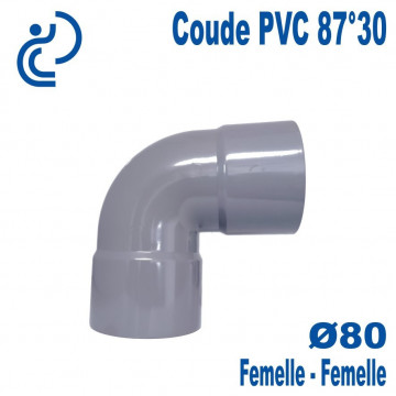 Coude PVC Evacuation 87°30 Ø80 Femelle-Femelle