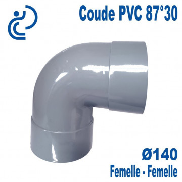 Coude PVC Evacuation 87°30 Ø140 Femelle-Femelle