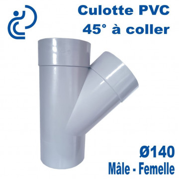 Culotte PVC Evacuation 45° Ø140 Mâle-Femelle