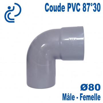 Coude PVC Evacuation 87°30 Ø80 Mâle-Femelle