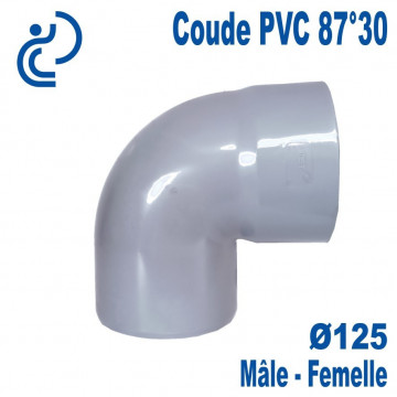 Coude PVC Evacuation 87°30 Ø125 Mâle-Femelle