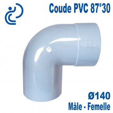 Coude PVC Evacuation 87°30 Ø140 Mâle-Femelle