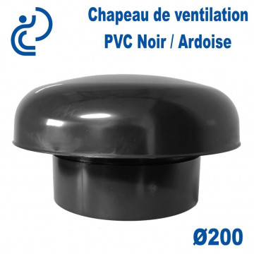 CHAPEAU DE VENTILATION D200 PVC Noir