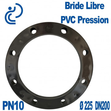 Bride Libre PVC Pression Ø225 DN200 PN10