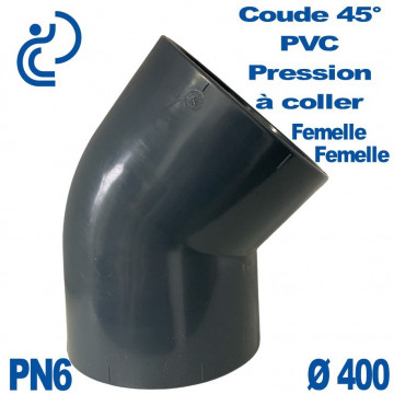 Coude 45° PVC Pression D400 PN6 à coller