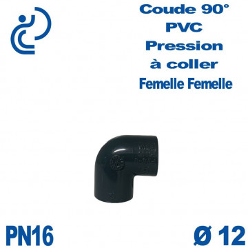 Coude 90° PVC Pression D12 PN16 à coller