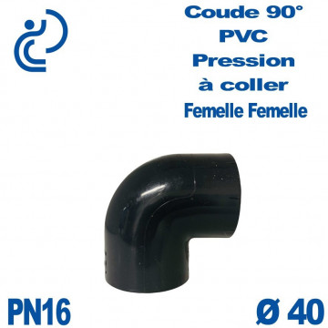 Coude 90° PVC Pression D40 PN16 à coller