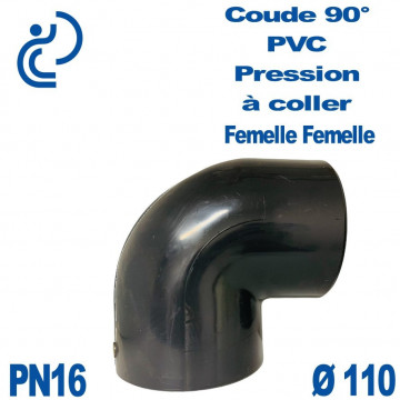 Coude 90° PVC Pression D110 PN16 à coller