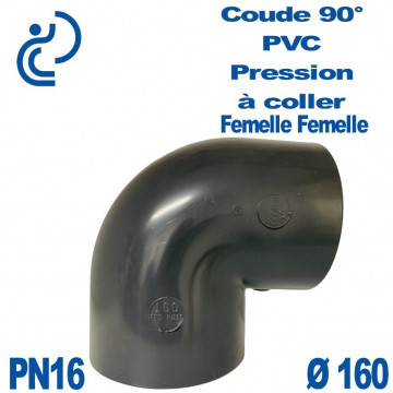 Coude 90° PVC Pression D160 PN16 à coller