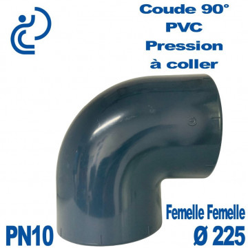 Coude 90° PVC Pression D225 PN10 à coller