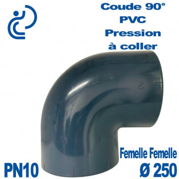 Coude 90° PVC Pression D250 PN10 à coller
