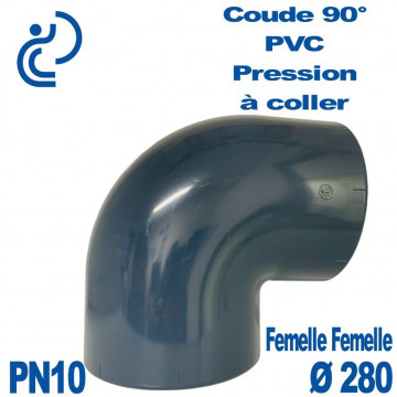 Coude 90° PVC Pression Ø280 PN10 à coller