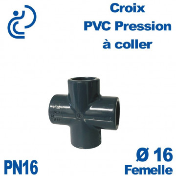 Croix PVC Pression Ø16 PN16 à coller