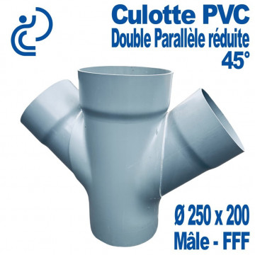 CULOTTE PVC REDUITE DOUBLE PARALLÈLE 45° MF D250x200