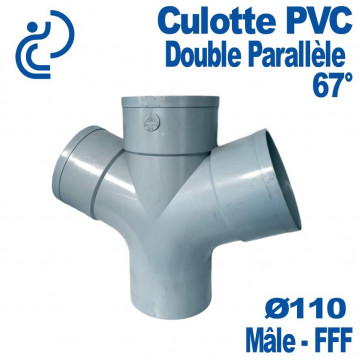 Culotte PVC Double Parallèle 67°30 Ø110 Mâle-Femelle