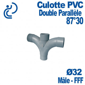 Té PVC Double Parallèle 87°30 Ø32 Mâle-Femelle