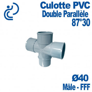 Té PVC Double Parallèle 87°30 Ø40 Mâle-Femelle