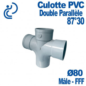 Té PVC double parallèle 87°30 MF D80