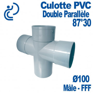 Té PVC double parallèle 87°30 MF D100