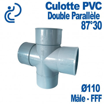 Té PVC Double Parallèle 87°30 Ø110 Mâle-Femelle
