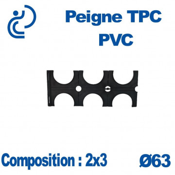 PEIGNE TPC PVC DOUBLE 2X3 DIAMETRE 63