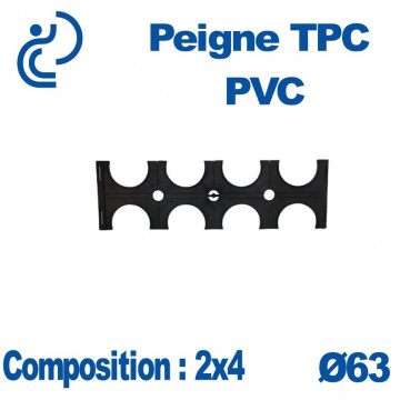 PEIGNE TPC PVC DOUBLE 2X4 DIAMETRE 63