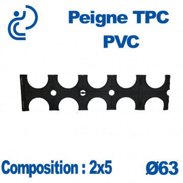 PEIGNE TPC PVC DOUBLE 2X5 DIAMETRE 63