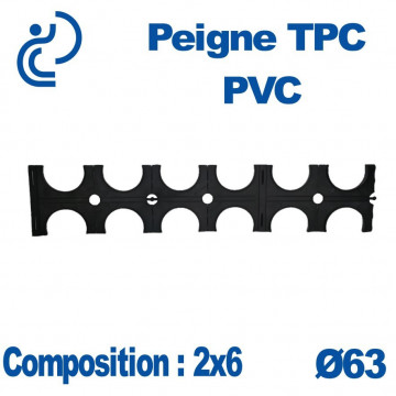 PEIGNE TPC PVC DOUBLE 2X6 DIAMETRE 63