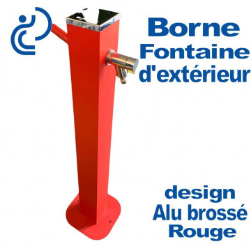 Borne Fontaine d'Extérieur Design Alu Brossé Rouge