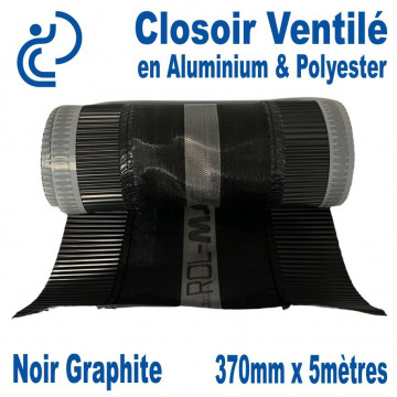 Closoir Ventilé en Aluminium Noir Graphite & Polyester 370mm x 5Mètres