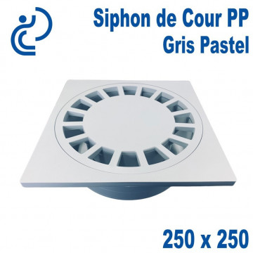 SIPHON DE COUR PVC 250x250 Gris Pastel