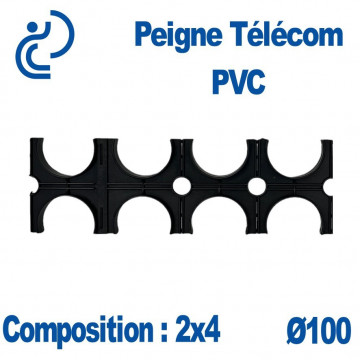PEIGNE PVC TELECOM DOUBLE 2X4 DIAMÈTRE 100