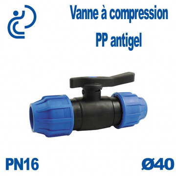 Vanne à compression PP antigel Ø40 PN16