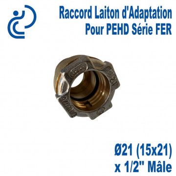 Raccord Mâle Laiton D21 sortie 1/2" Série FER