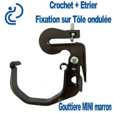 Crochet Bandeau pour Gouttière MINI Marron + Etrier Tôle Ondulée