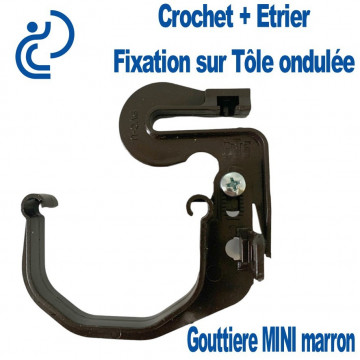 Crochet Bandeau pour Gouttière MINI Marron + Etrier Tôle Ondulée
