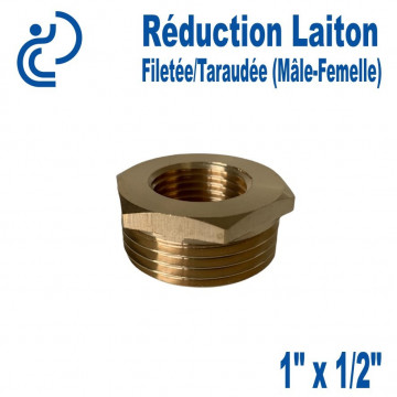 Réduction Laiton Filetée/Taraudée  (mâle-femelle) 1"x1/2"