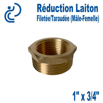 Réduction Laiton Filetée/Taraudée  (mâle-femelle) 1"x3/4"