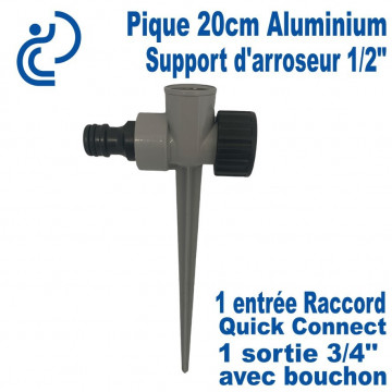 Pique 20cm ECO en Aluminium Support pour Arroseur 1/2"