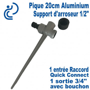 Pique 20cm ECO en Aluminium Support pour Arroseur 1/2"