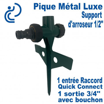 Pique Métal Luxe Support pour Arroseur 1/2" Laqué Vert