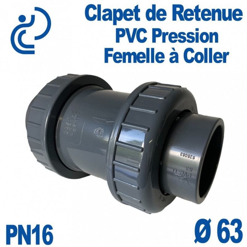 Clapet anti-retour PVC diamètre 50 mm PN16 pour système de