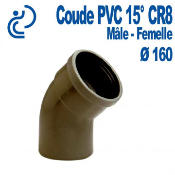Coude pvc CR8 15° D160 MF