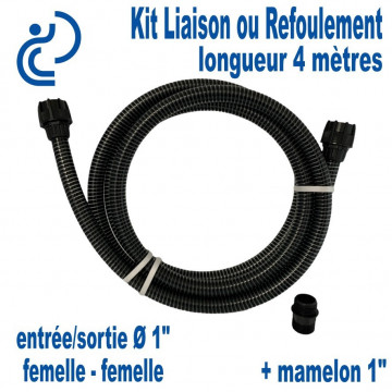 Kit de Liaison ou Refoulement Longueur 4 mètres Ø1" Femelle + mamelon.