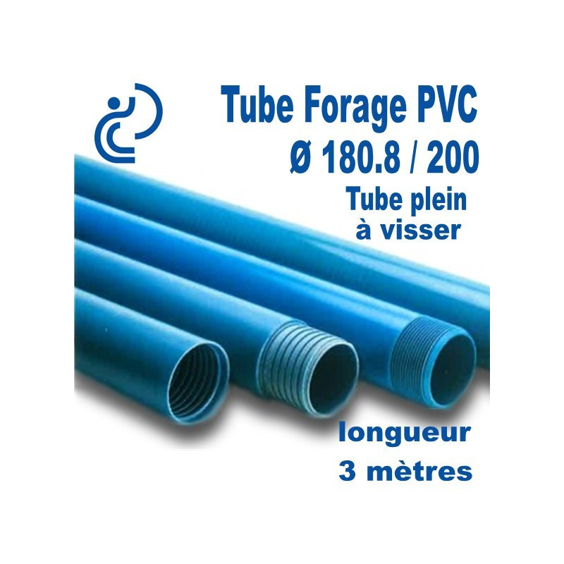 Tube Forage PVC 180.8/200 Plein A visser longueur 3 mètres