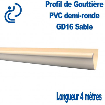 GOUTTIERE PVC DEMI RONDE GD16 SABLE en longueur de 4ml