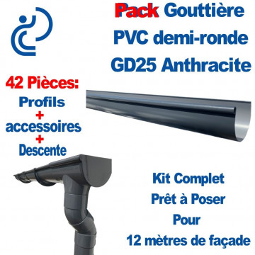 PACK GD25 ANTHRACITE POUR 12M DE FACADE (kit complet prêt à poser)